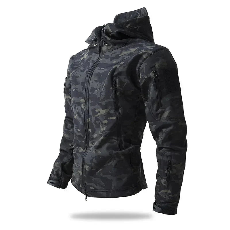 Veste de randonnée softshell coupe-vent doublée polaire homme