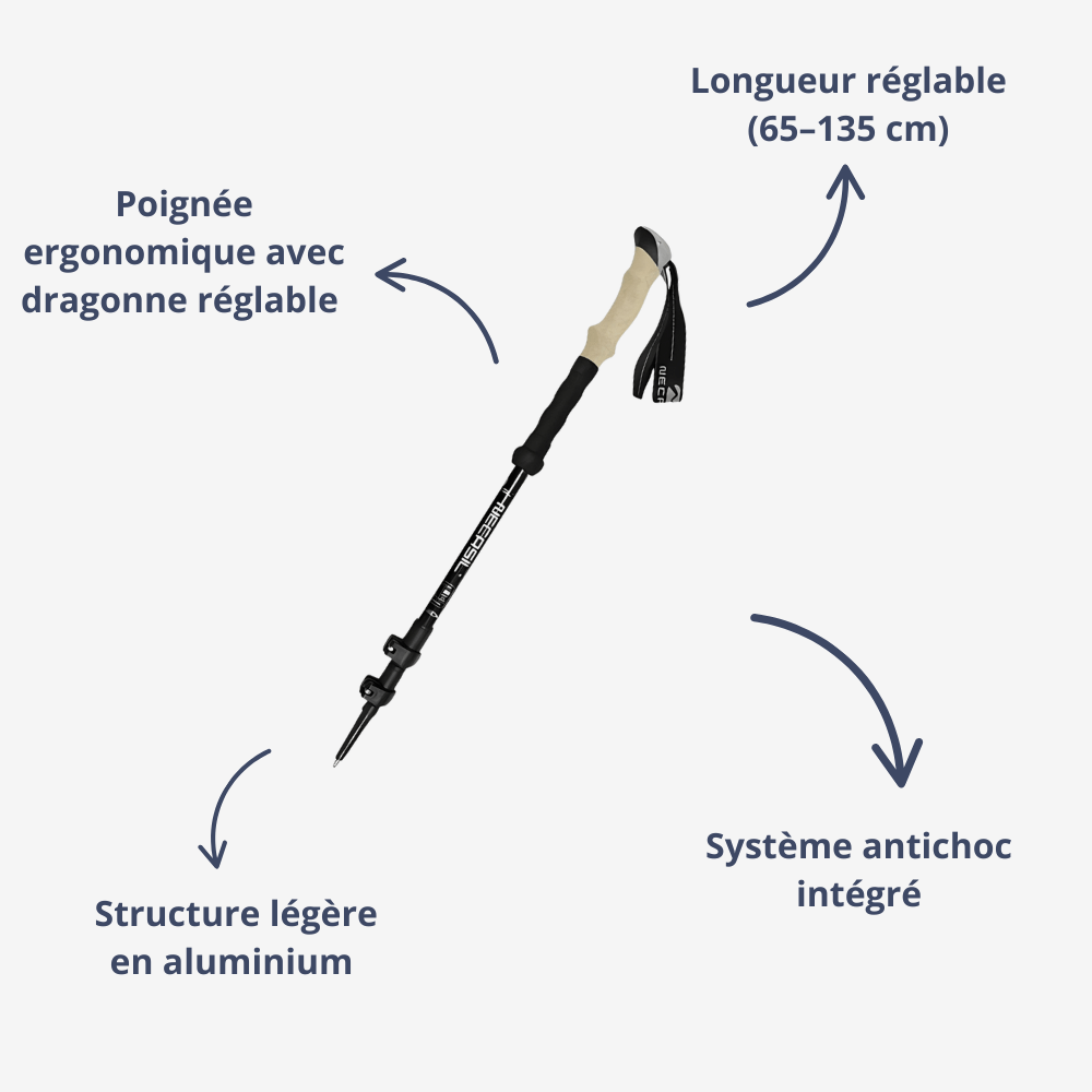 Bâton de randonnée antichoc en aluminium | Montelac - Montelac