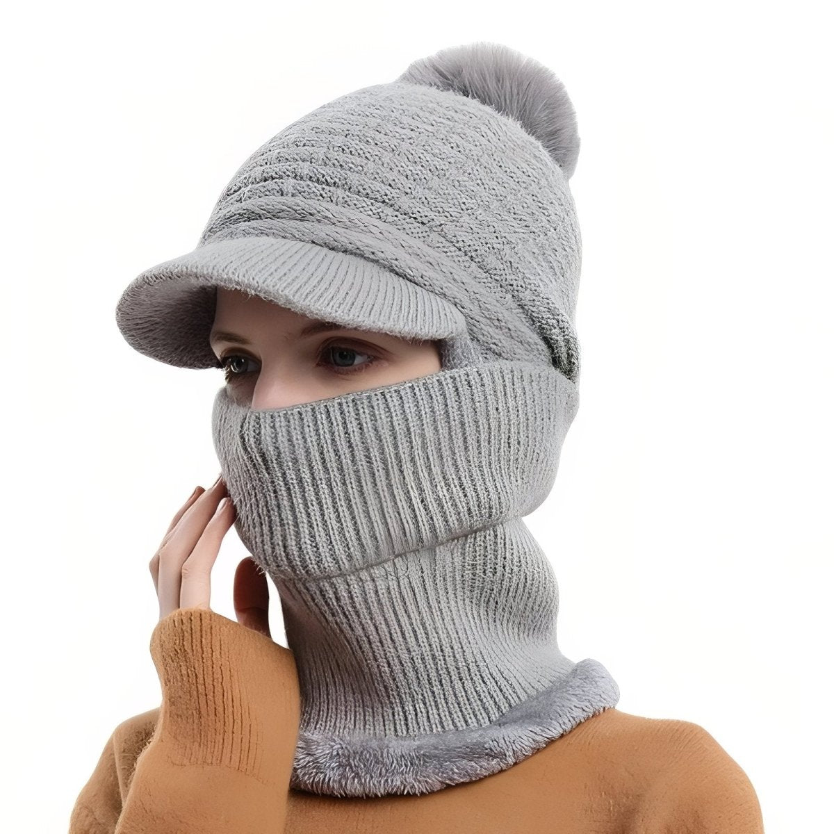Bonnet d’hiver tricoté avec visière et protège - cou | Montelac - Montelac