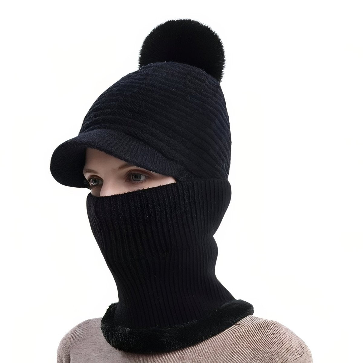 Bonnet d’hiver tricoté avec visière et protège - cou | Montelac - Montelac