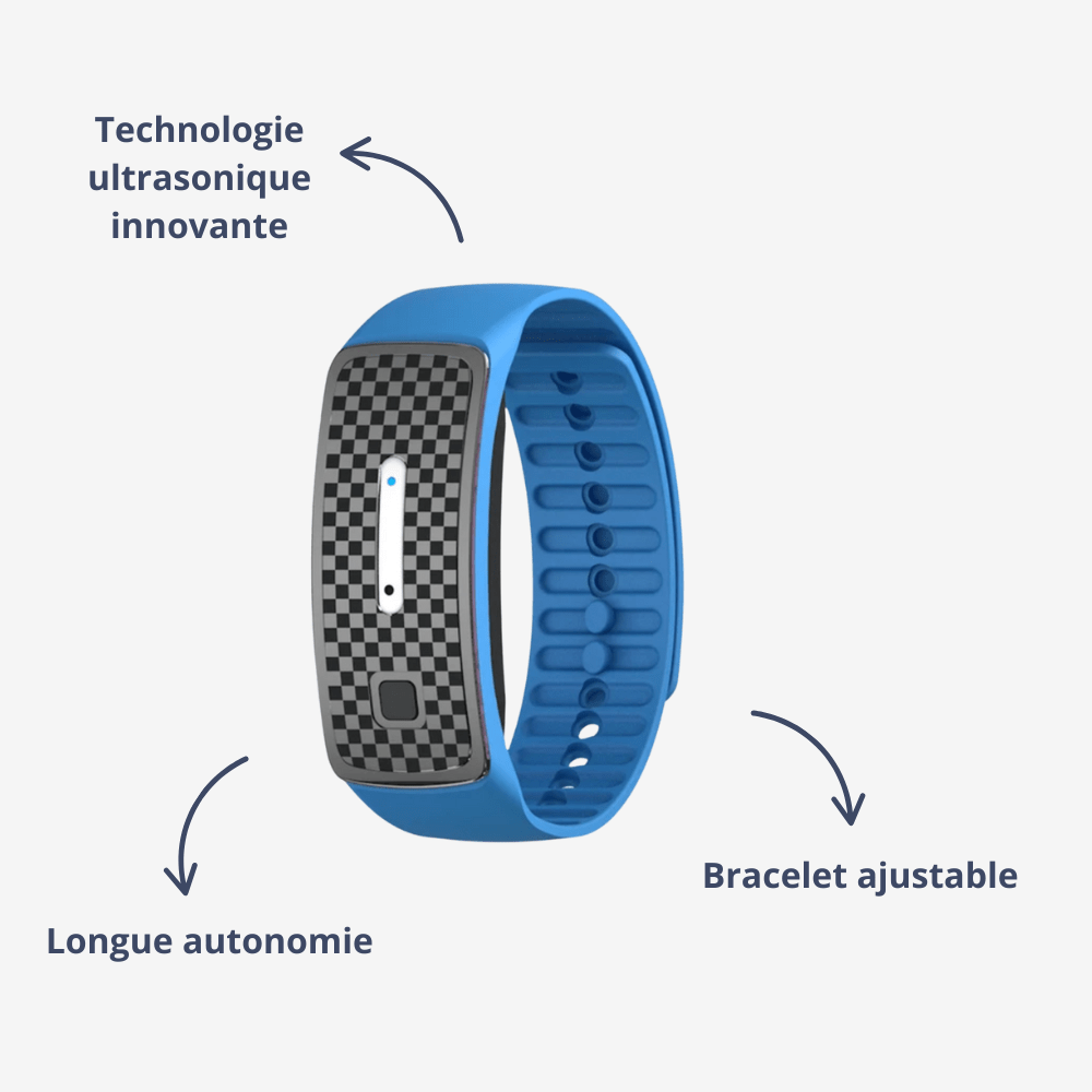 Bracelet anti - moustiques ultrason - Léger et ajustable - Montelac