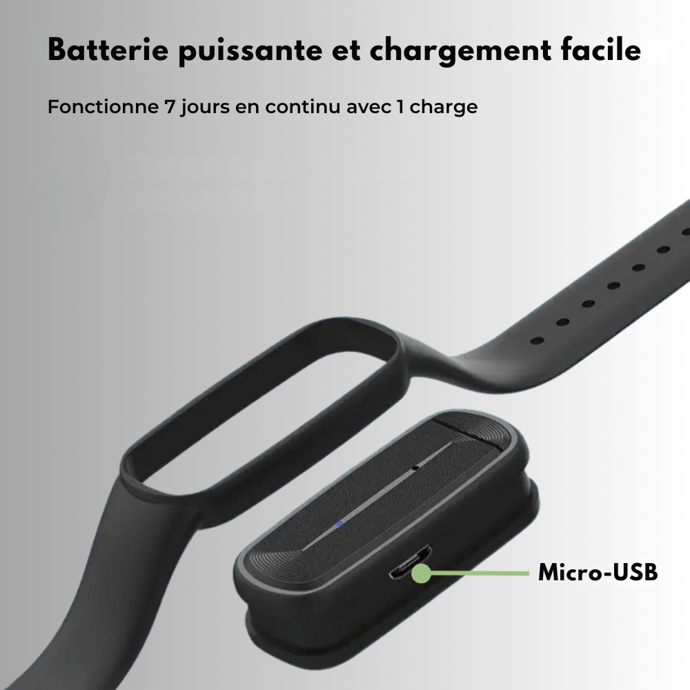 Bracelet anti - moustiques ultrasonique - Rechargeable et léger - Montelac