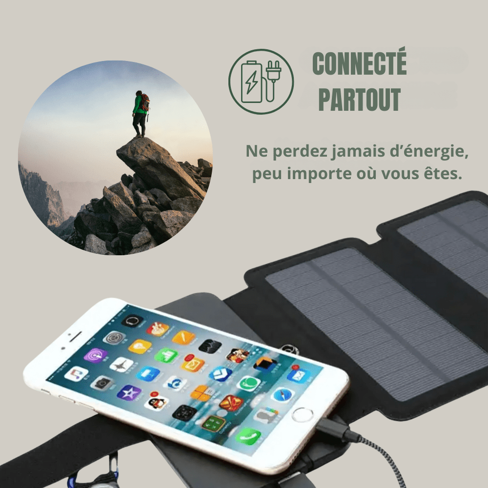 Chargeur solaire portable léger pour activités extérieures - Montelac