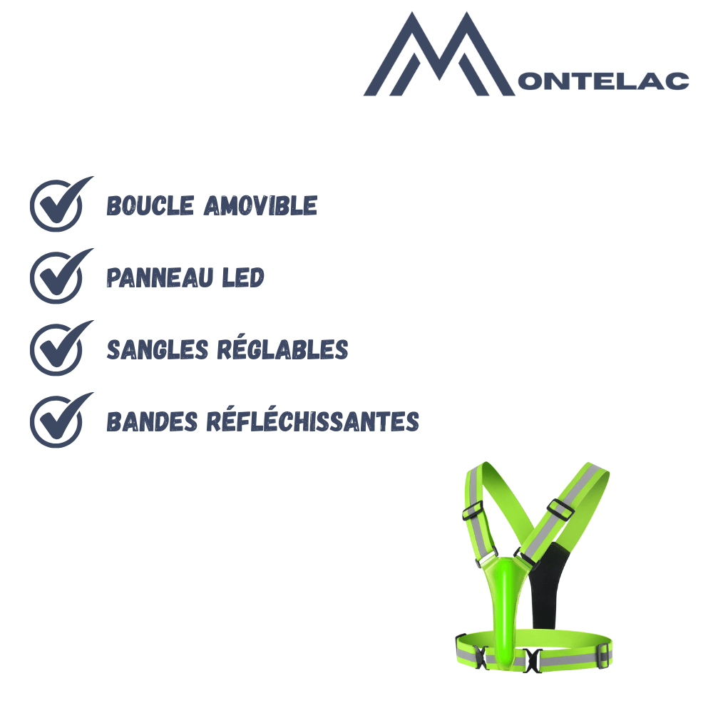 Gilet de sécurité LED réfléchissant léger et réglable | Montelac - Montelac