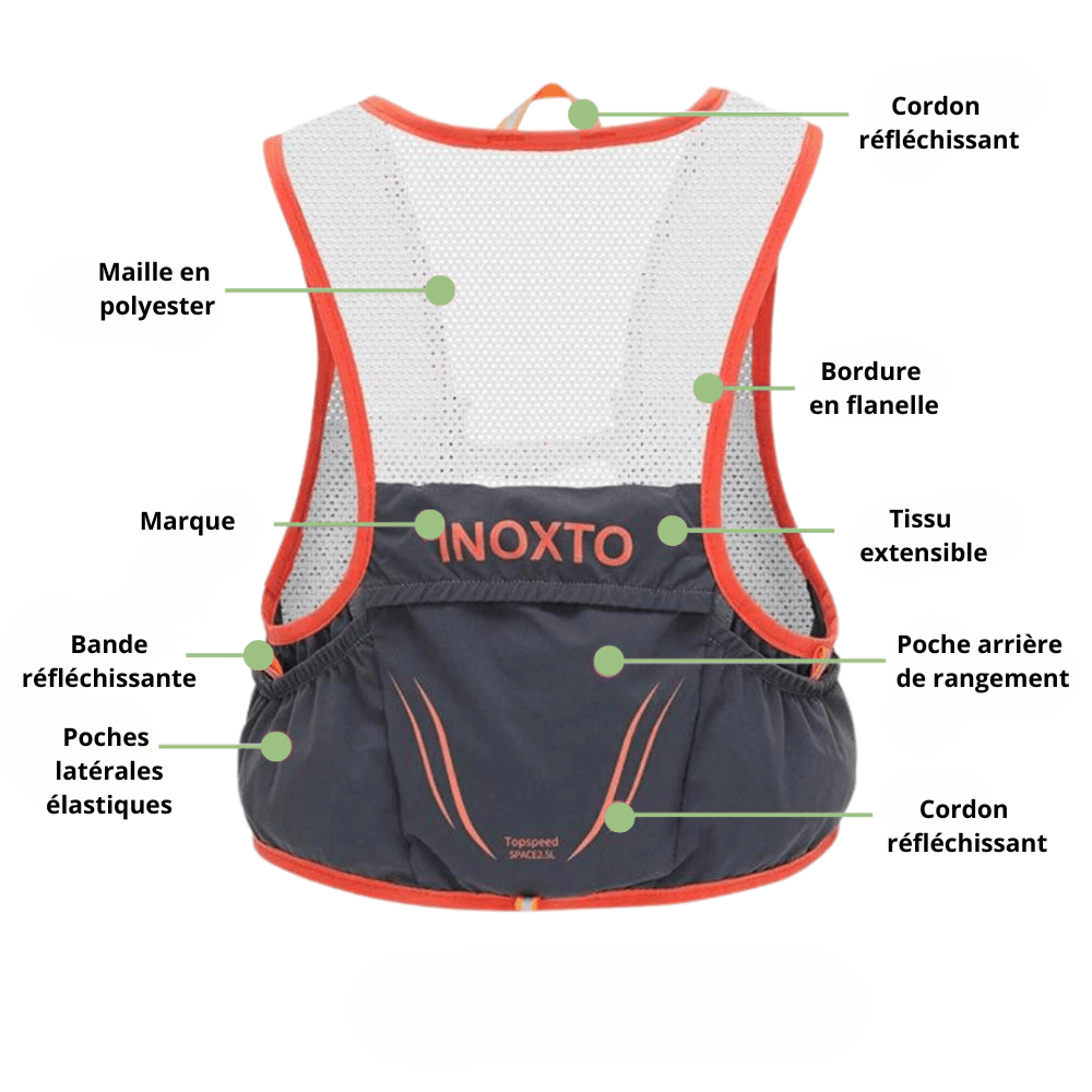 Gilet d’hydratation respirant avec 2 flasques souples - Montelac