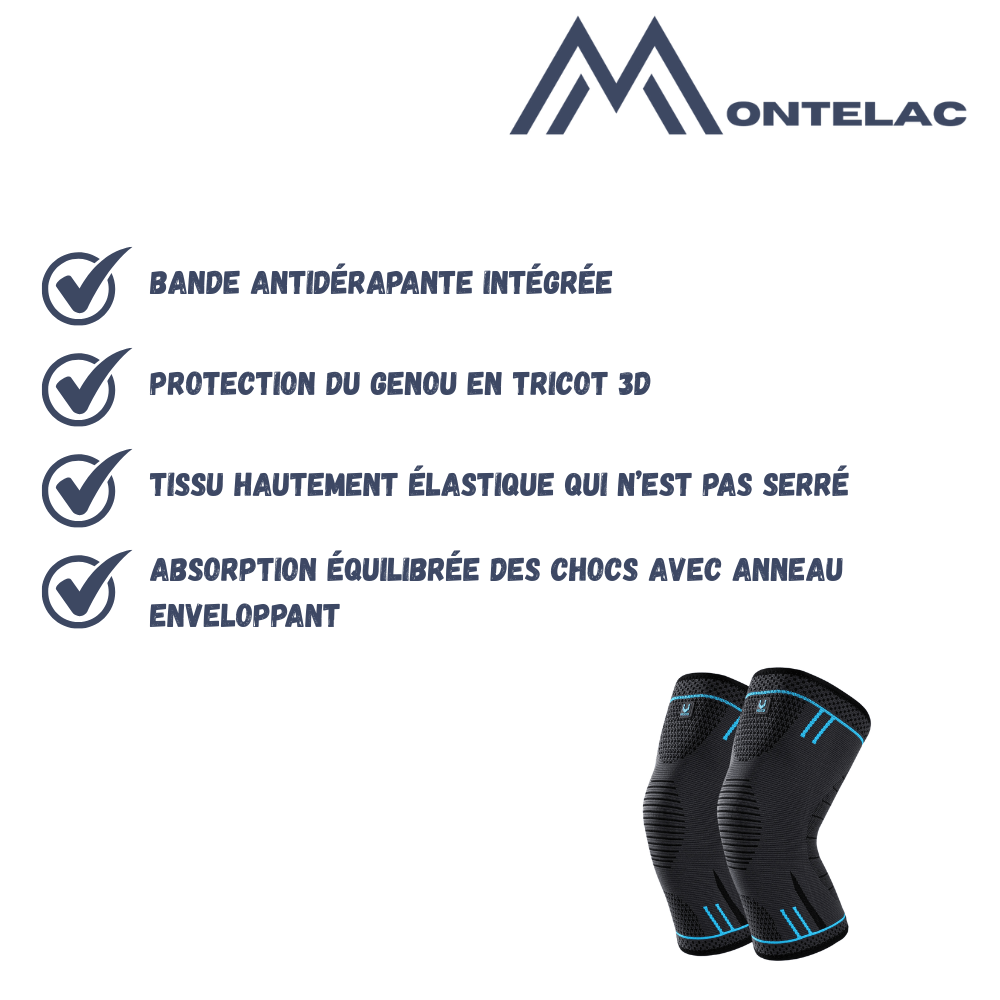 Manchon de genou élastique de compression respirant | Montelac - Montelac