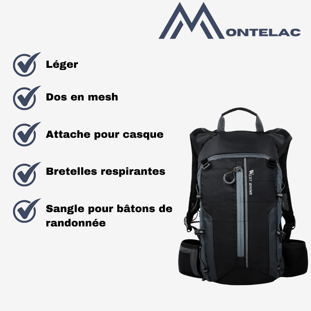 Sac à dos vélo léger avec compartiment pour système d’hydratation | Montelac - Montelac