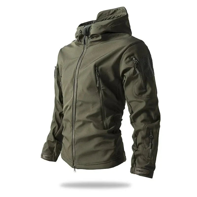 Veste de randonnée softshell coupe-vent doublée polaire homme