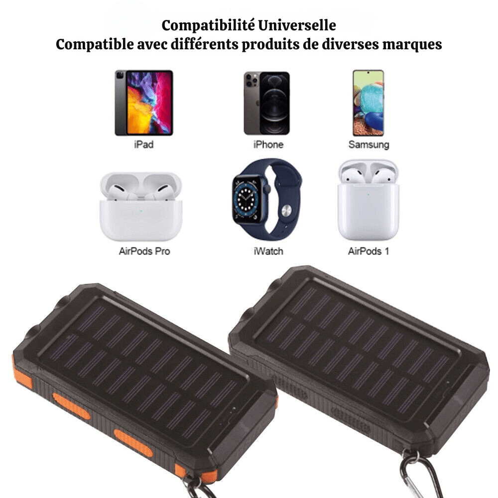 Batterie externe solaire étanche et antichoc 10 000 mAh | Montelac - Montelac