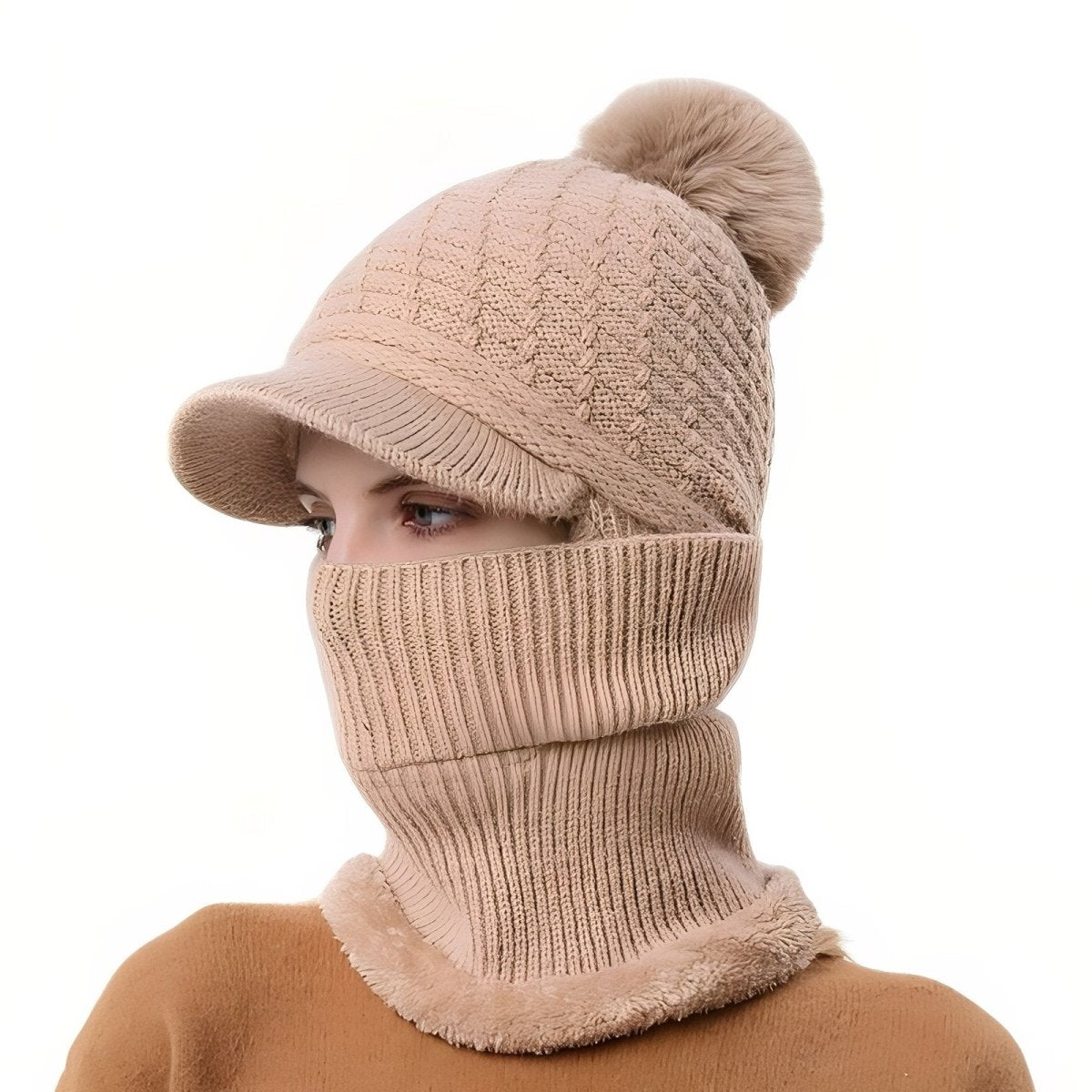 Bonnet d’hiver tricoté avec visière et protège - cou | Montelac - Montelac