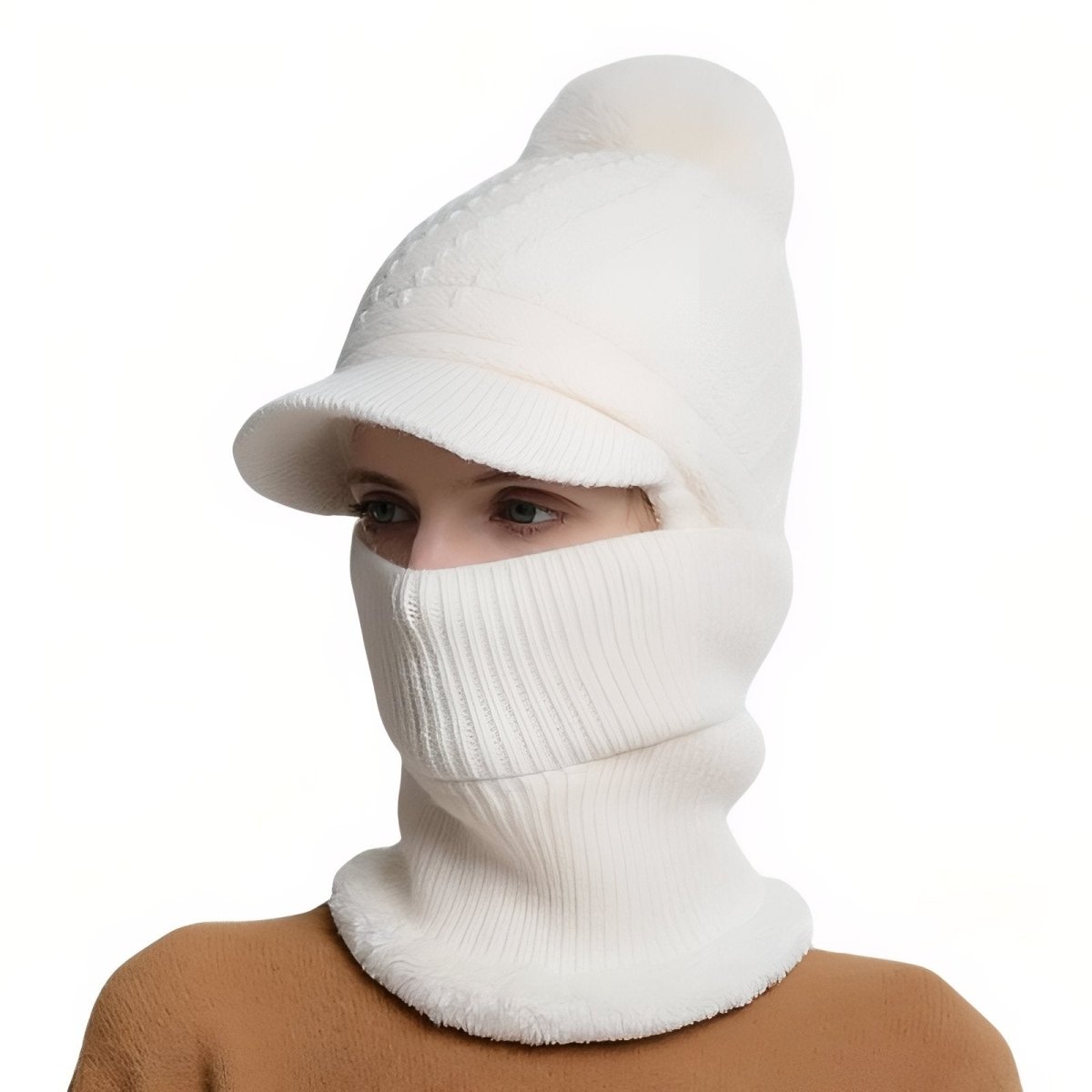Bonnet d’hiver tricoté avec visière et protège - cou | Montelac - Montelac