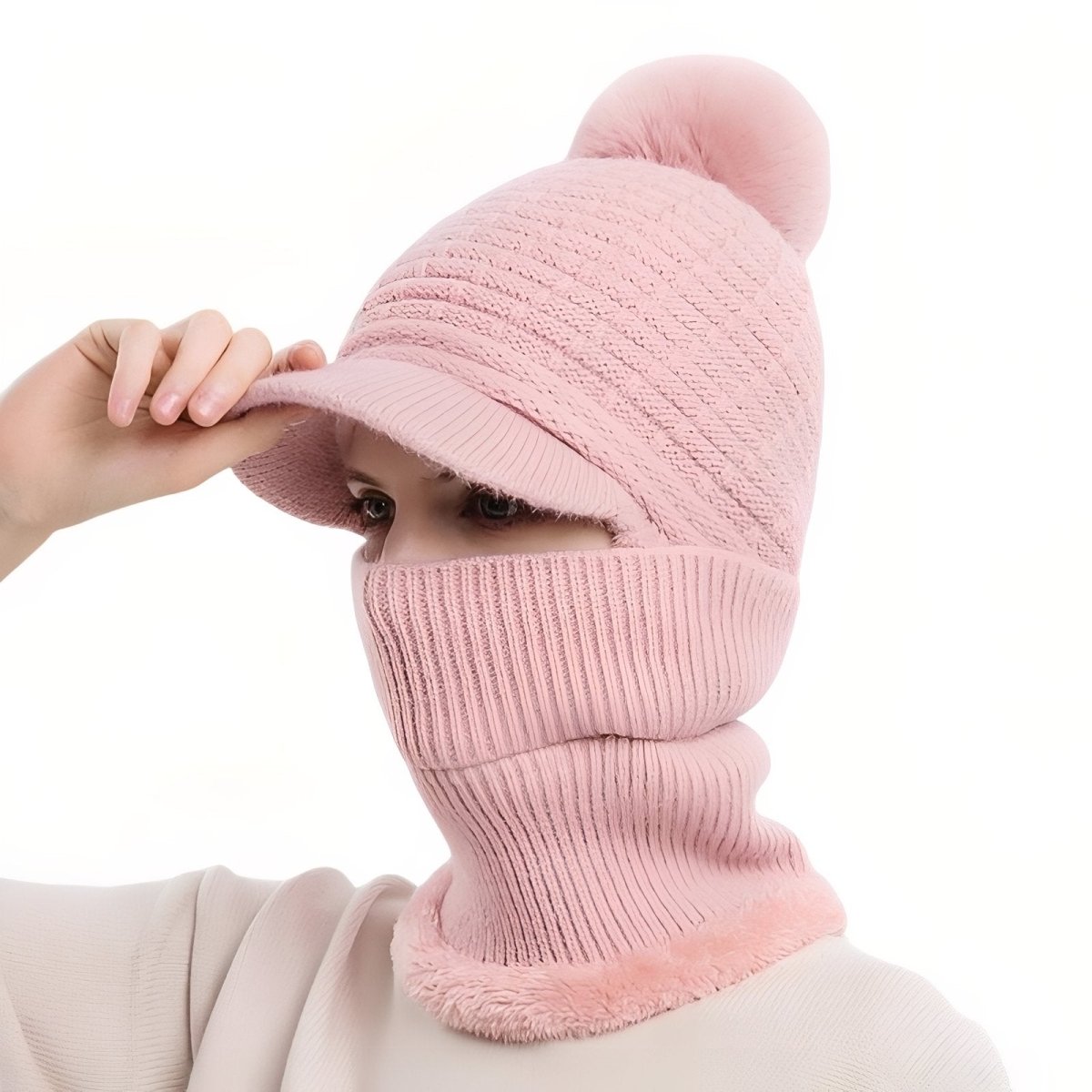 Bonnet d’hiver tricoté avec visière et protège - cou | Montelac - Montelac