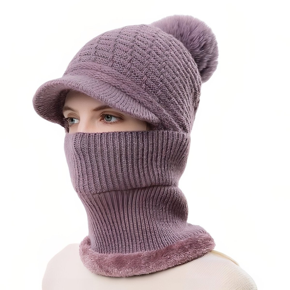 Bonnet d’hiver tricoté avec visière et protège - cou | Montelac - Montelac