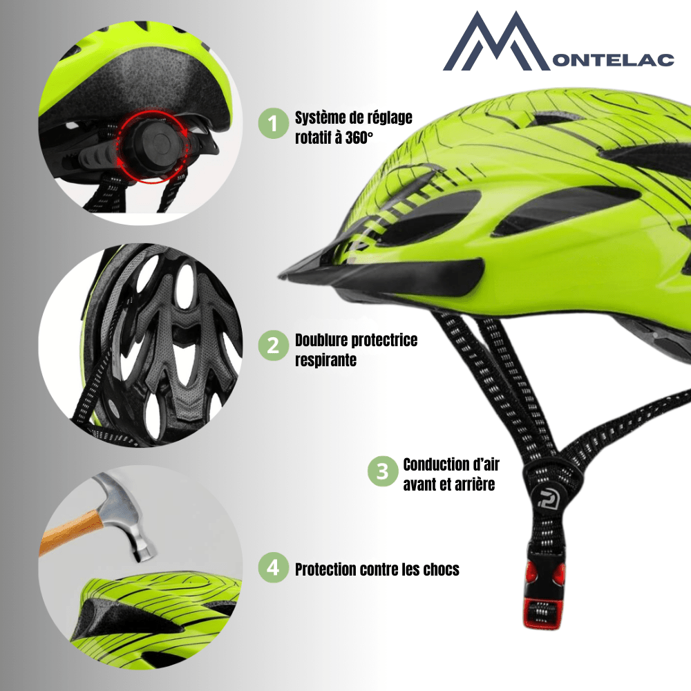 Casque de vélo léger et ajustable avec ventilation intégrée - Montelac