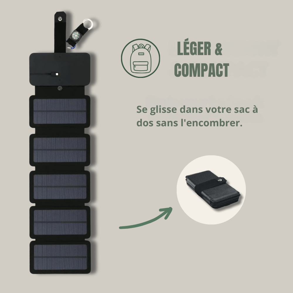 Chargeur solaire portable léger pour activités extérieures - Montelac