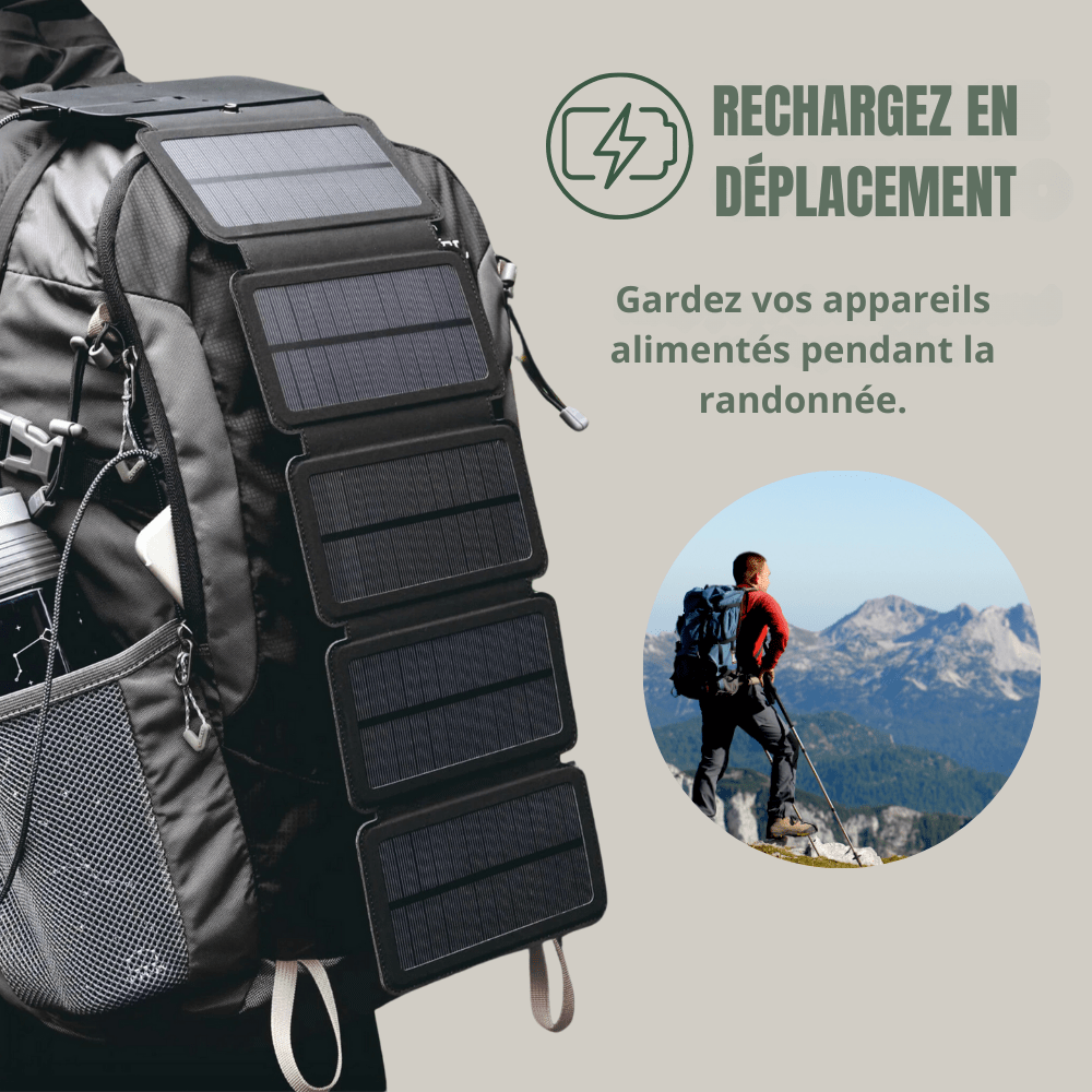 Chargeur solaire portable léger pour activités extérieures - Montelac