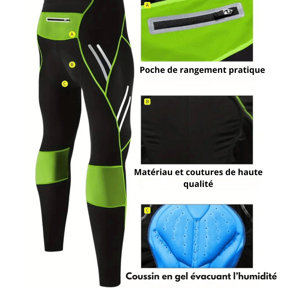 Collant de cyclisme long respirant avec renfort en gel - Montelac