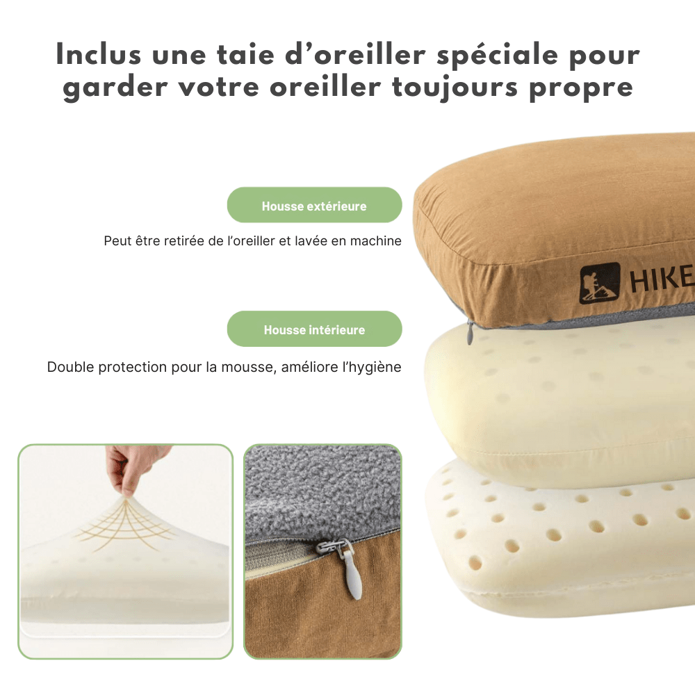 Coussin de camping portable - Mémoire de forme - Montelac