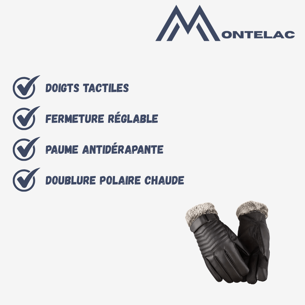 Gants polaires chauds coupe - vent avec écran tactile homme | Montelac - Montelac
