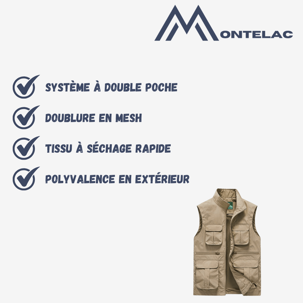 Gilet de voyage léger à séchage rapide et poches multiples | Montelac - Montelac