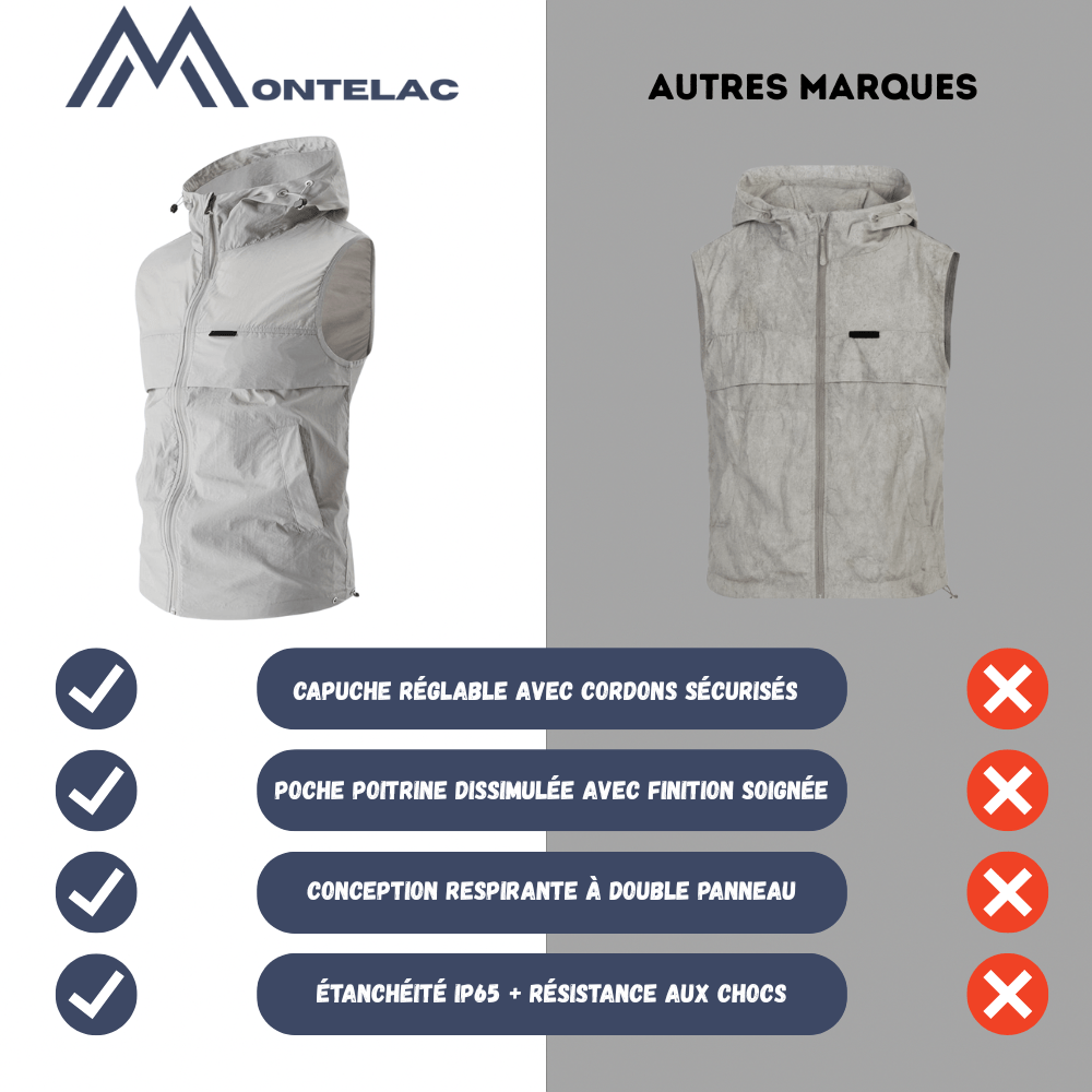 Gilet sans manches léger à capuche et poches | Montelac - Montelac