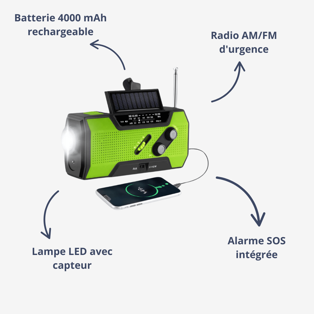 Radio de survie multifonctionnelle et rechargeable | Montelac - Montelac