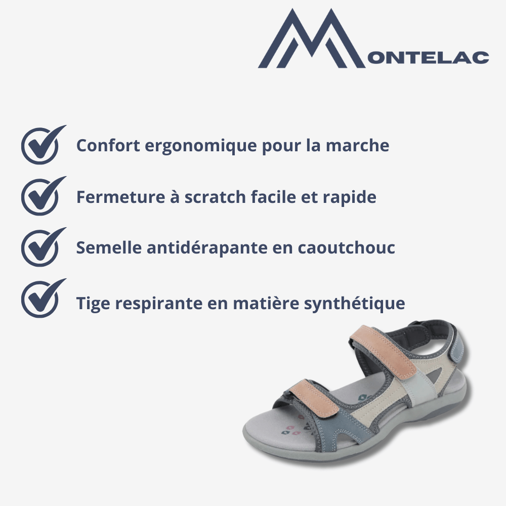 Sandales confort pour femme avec scratch et semelle antidérapante - Montelac