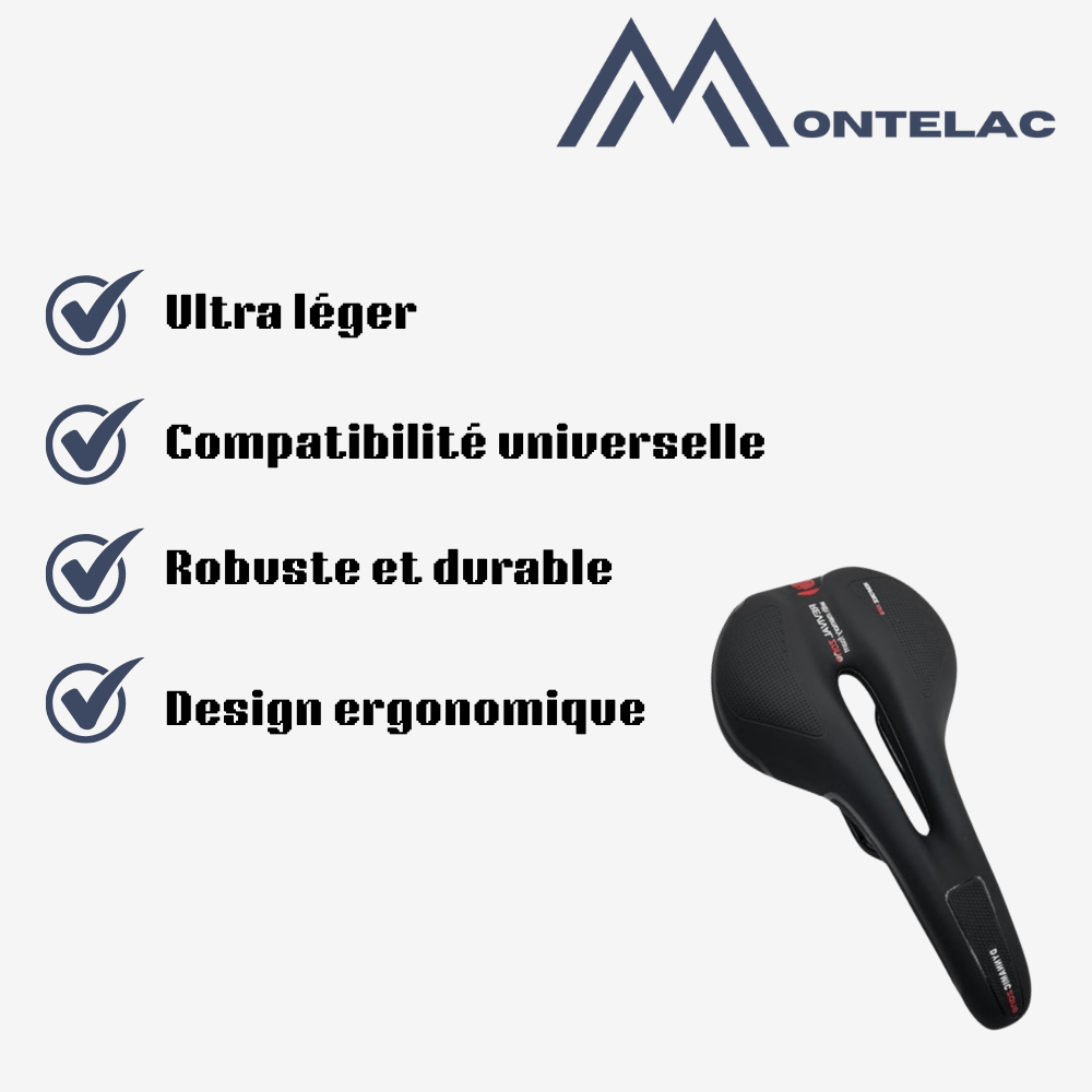 Selle de vélo ergonomique avec rembourrage en gel - Montelac