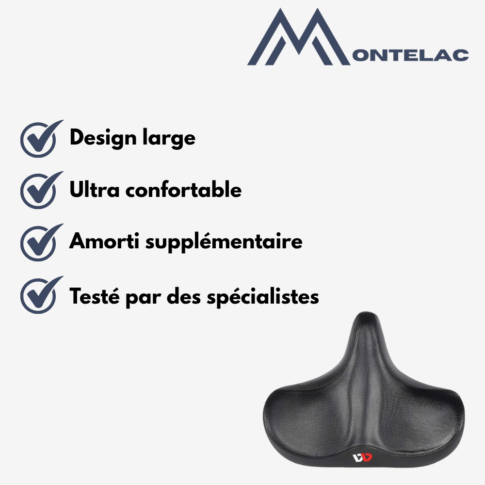 Selle de vélo ergonomique étanche avec amortisseur intégré - Montelac