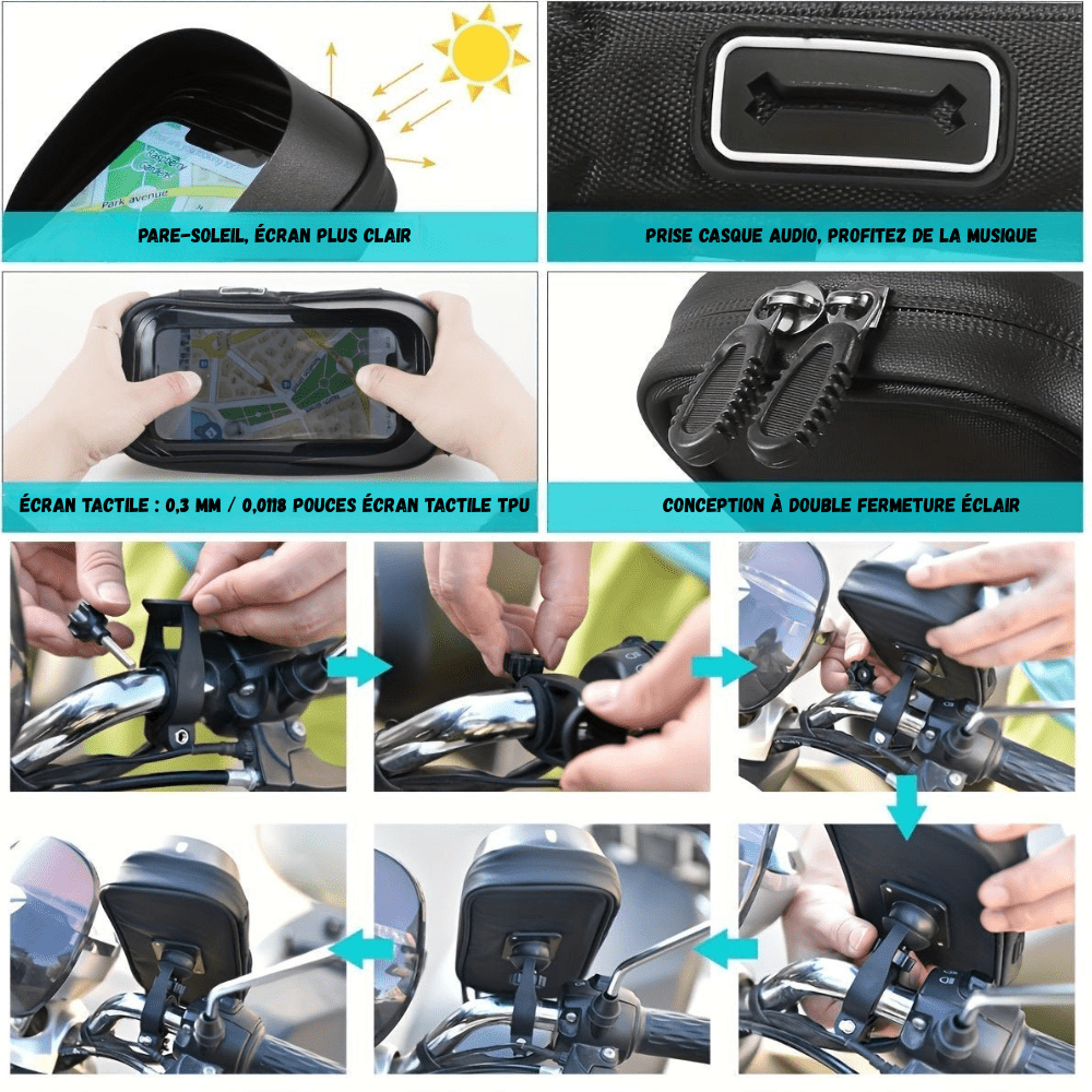 Support de téléphone étanche rotatif vélo et moto | Montelac - Montelac