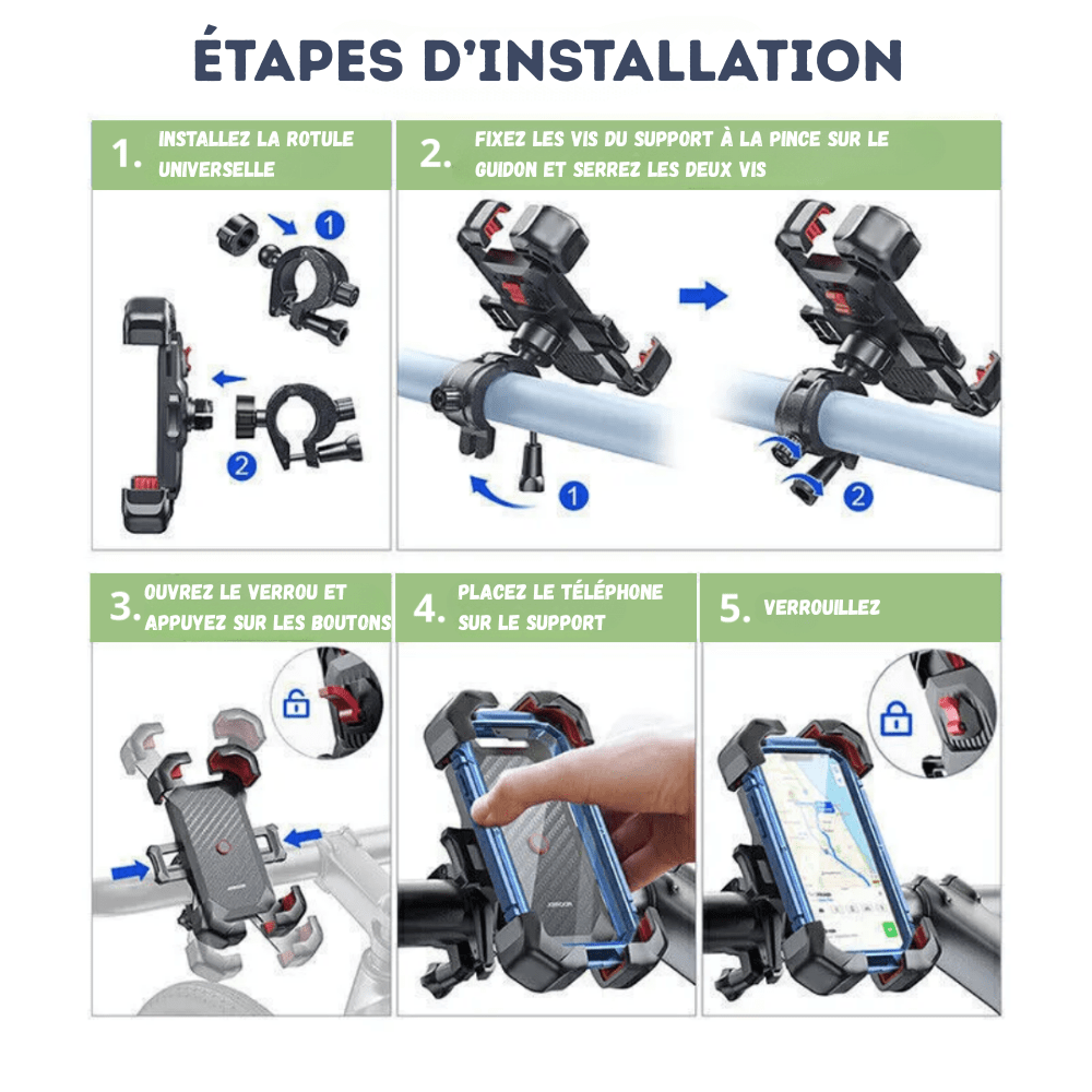 Support de téléphone vélo sécurisé ajustable | Montelac - Montelac