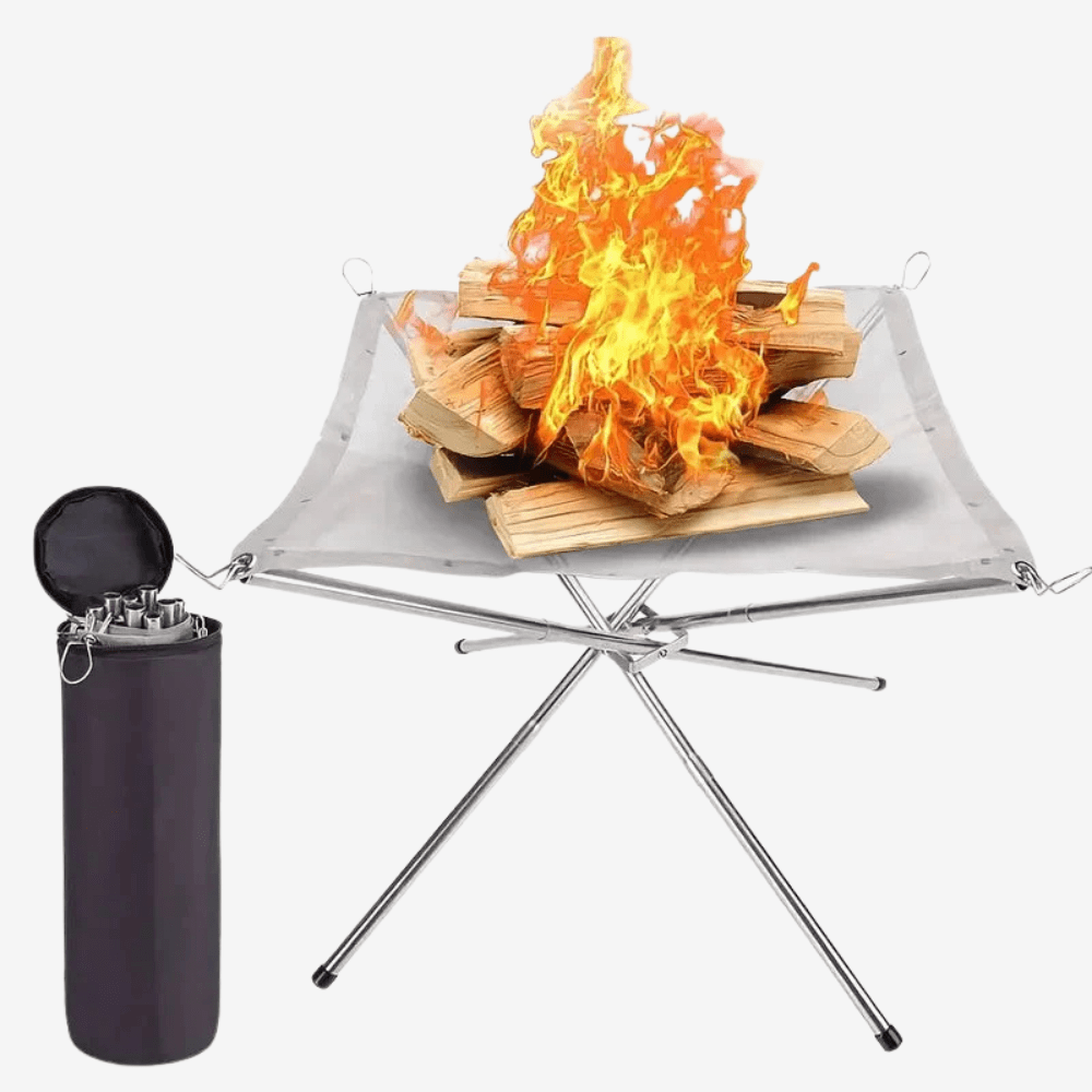 Support pliable pour feu de camp en acier inoxydable | Montelac - Montelac