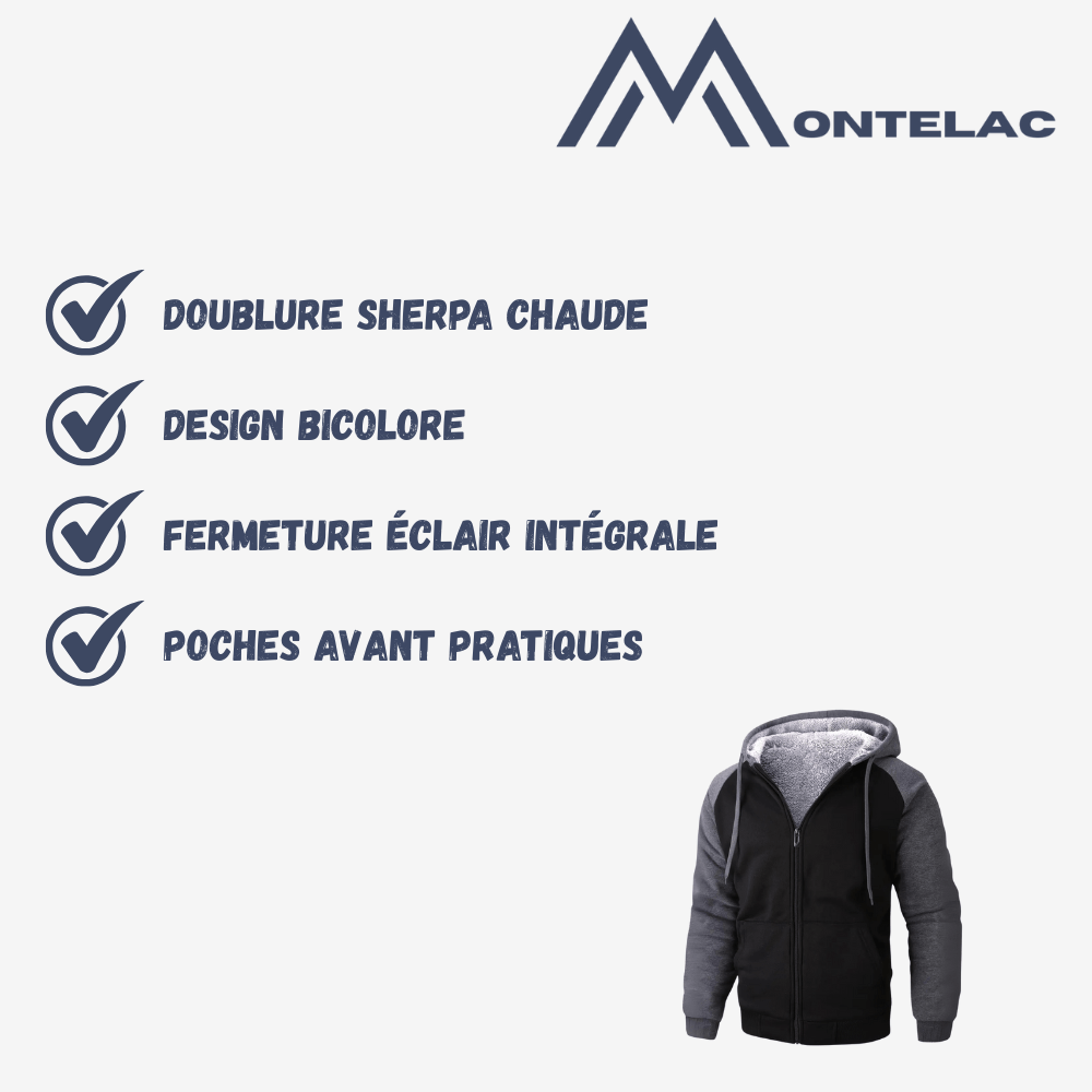 Sweat à capuche doublé polaire chaud et résistant pour homme - Montelac