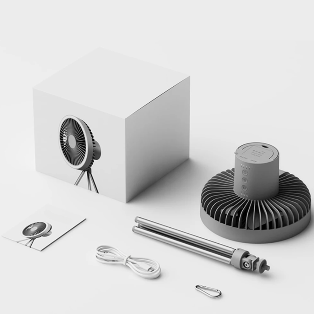 Ventilateur de camping rechargeable - LED intégré - Montelac