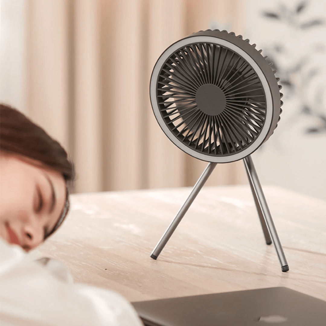 Ventilateur de camping rechargeable - LED intégré - Montelac