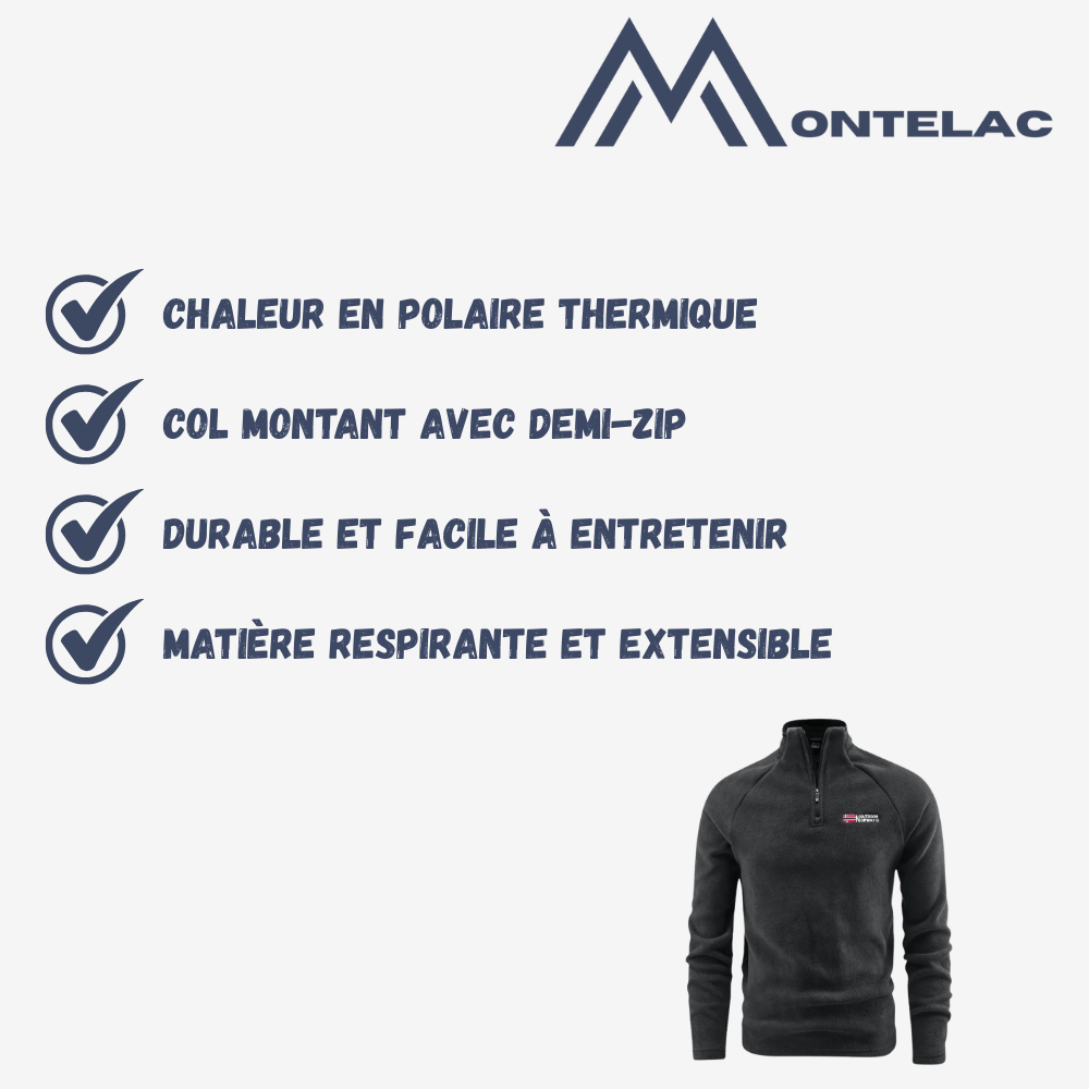 Veste polaire thermique demi - zip respirante pour homme | Montelac - Montelac